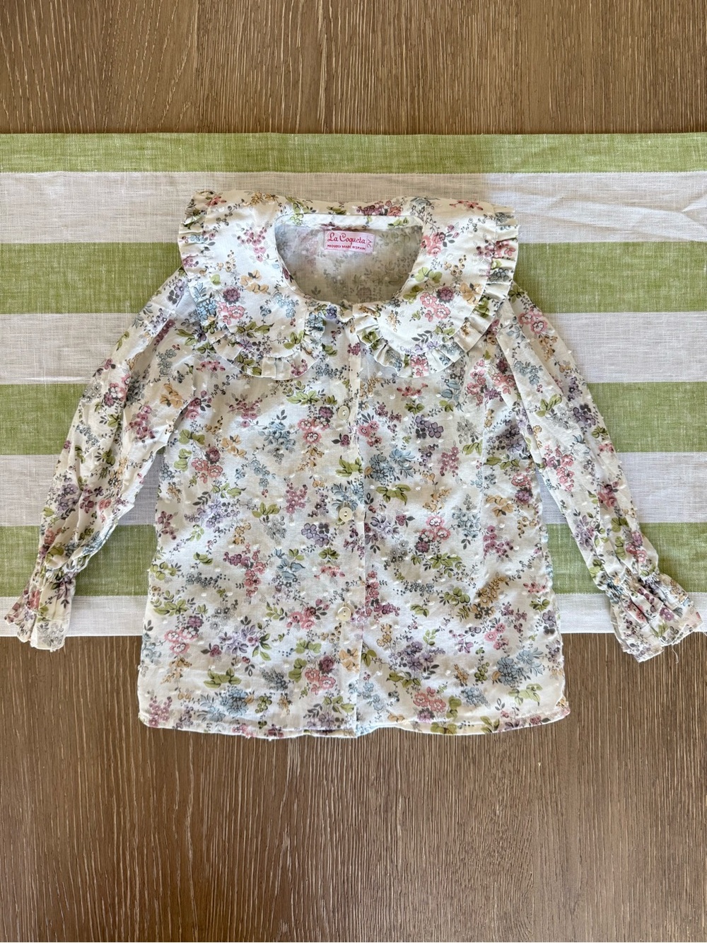 La Coqueta Floral Ruffle Collar Blouse - Pastel Multicolor